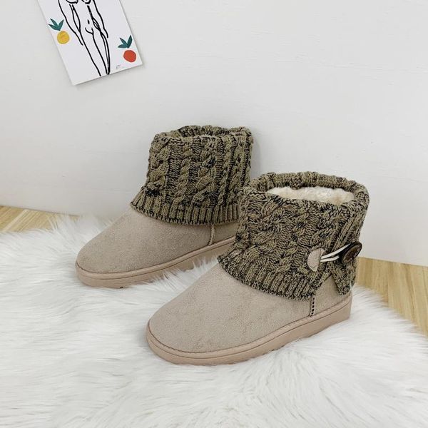 

boots round-toe snow women's winter 2021 short tube sponge cake fashion with a pair of outer wear ladies cotton shoes, Black