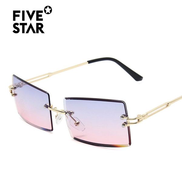 

sunglasses five star rimless women small rectangle sun glasses for ladies brand fashion style female uv400 black gray pink, White;black