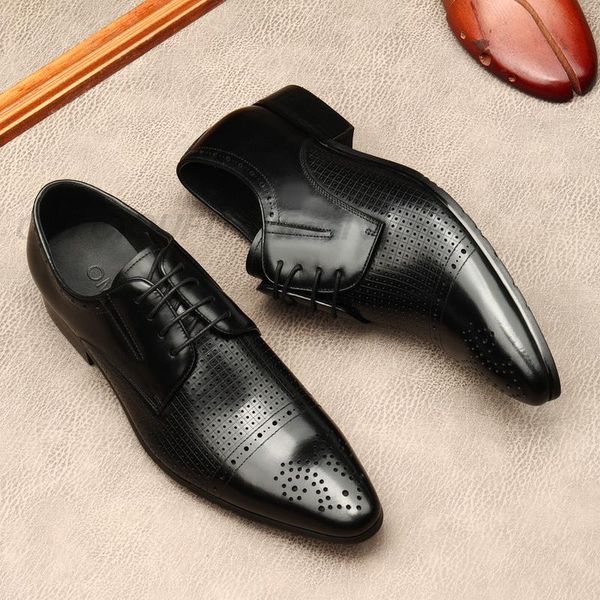 

luxury italian men oxford shoes genuine leather black khaki wedding lace-up office business office party suit mens dress shoe