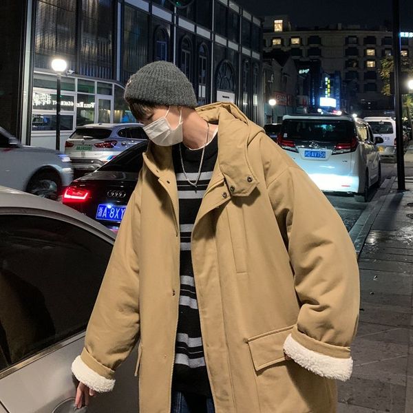 

2021 New Winter Men's Waterproof Long Parkas Casual in Warm Cotton-padded Clothes Loose Lambs Trench Coats Hooded Snow Jackets M-2xl Mpcu, Black