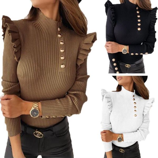 

autumn and winter ruffled long sleeve sunken stripe button base shirt, White;black
