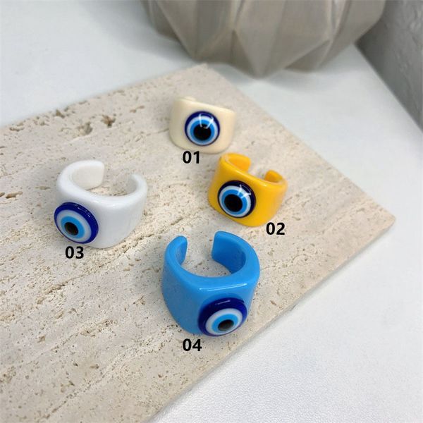 

10pcs 2021 korea evil acrylic eye finger for women girls cute resin rings party jewelry gifts, Silver