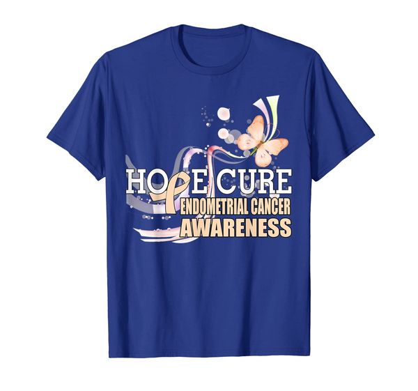 

hope cure endometrial cancer awareness ribbon t-shirt, White;black