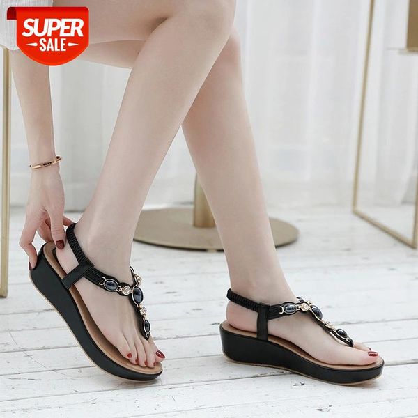 

women sandals pu flat platform ladies summer wedges shoes woman casual women's plus size female #xk4c, Black