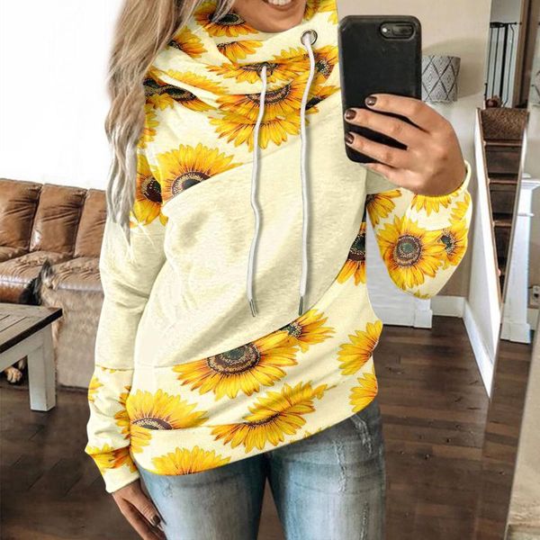 

women's hoodies & sweatshirts women long sleeve hooded sweatshirt sports fashion casual flower printed clothes sudaderas con capucha, Black