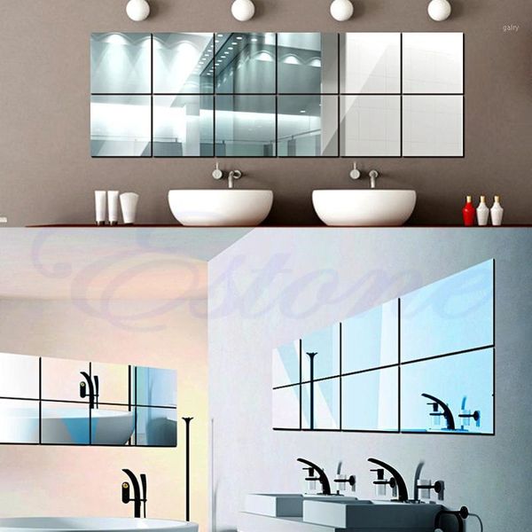 

wallpapers wholesale-16pcs decorative mirrors tiles mirror wall stickers decor