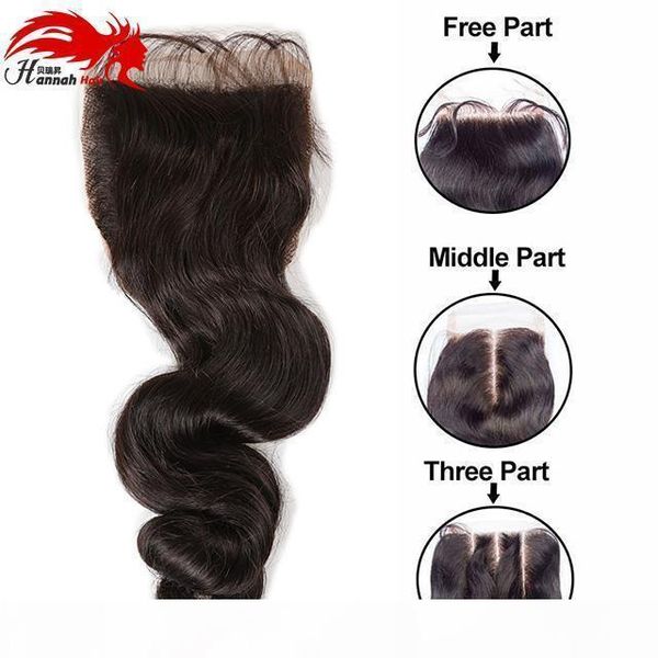 

hannah peruvian straight lace closure with loose wave hair remy hair natural color 10"-22" swiss lace human hair closure 4*4 size, Black