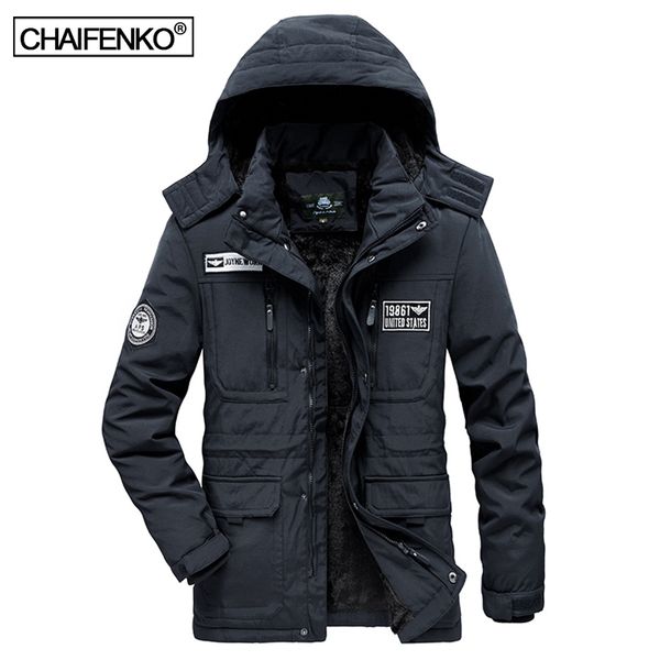 

2021 winter new fce warm thick windproof ets coat autumn fashion hooded casual tactics military parkas men, Black