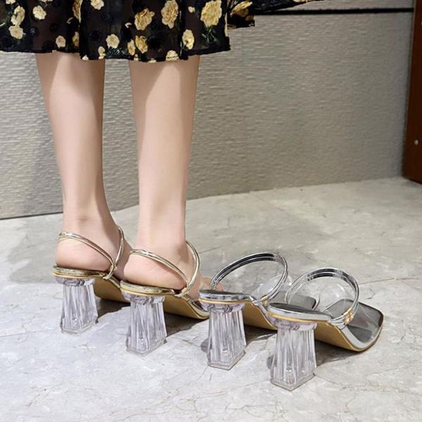

women's 2021 summer heels slippers women fashion sandals transparent high heels women's shoes zapatillas mujer plus size 43, Black