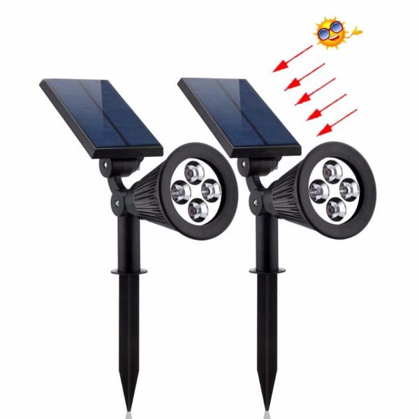 

lawn lamps 2pcs/pack led garden solar lights sensor flood light waterproof outdoor 4leds landscape spotlight yard porch bulb