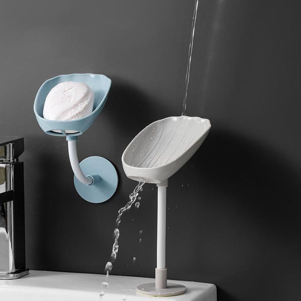 

soap dishes wall mounted holder for bathroom 360 degree rotable dish self-adhesive drainage container gadget