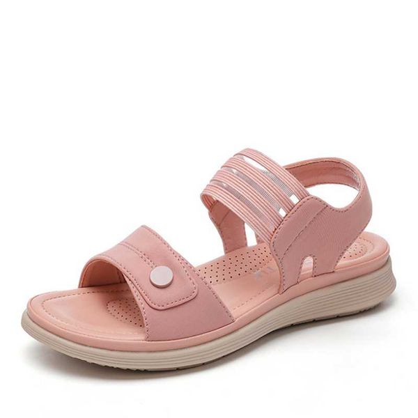 

new summer 2021 women's sandals metal elastic casual beach seaside flat shoes female student sandals sandalias de mujer, Black