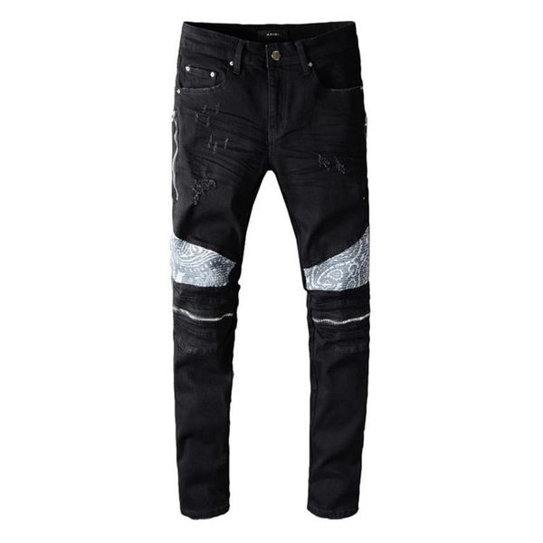 

20SS Men Digner Jean Ditred Ripped Biker Slim Fit Motorcycle Denim For Men Top Quality Fahion jean s pour homm #642, Blue