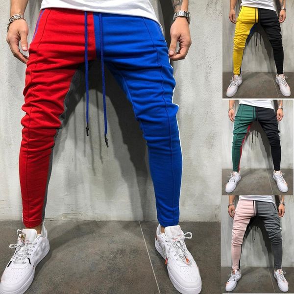 

2021 new casual patchwork fashion pants men sweatpant slim ny pant man trousers male clothes joggers clothing streetwear plus size 8ry8, Black