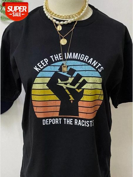 

sunfiz yf cotton t shirt keep the immigrants deport the racists tshirt against republicans hisper black t shirt #bv75, White