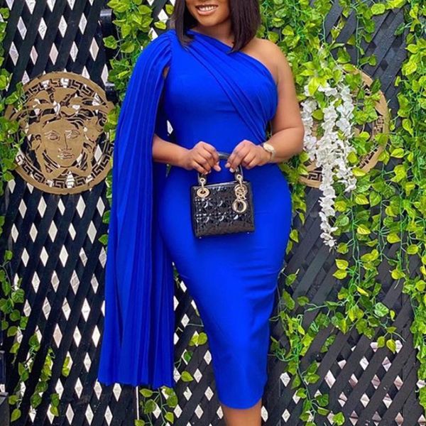 

casual dresses plus size s-5xl women dress elegant one shoulder blue bodycon asymmetrical vestidos de gala female dinner party fall, Black;gray