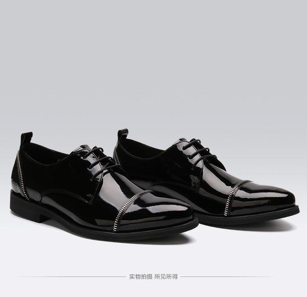 

dress shoes leather round toe patent cowhide business formal wear oxfords, Black