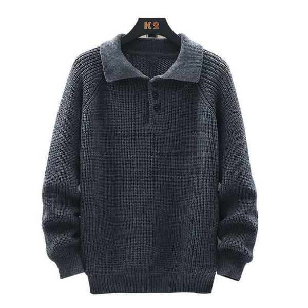 

2021 style mens base sweater mens new warm lapel autumn and winter casual solid color sweater top, White;black