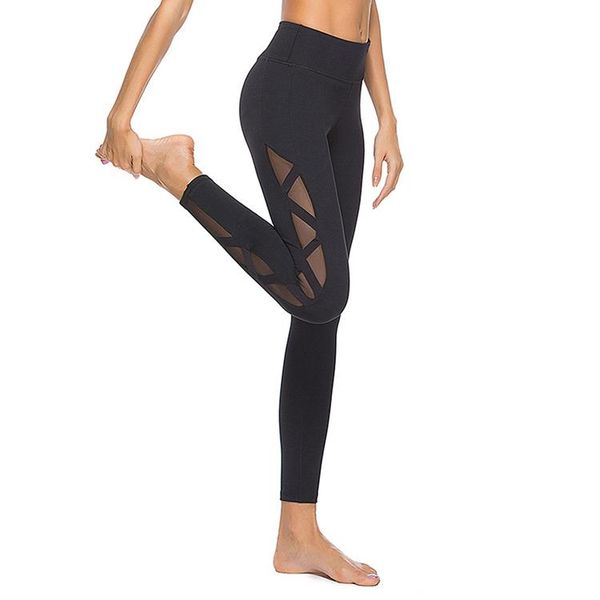 

yoga outfits ladies stitching pants sports high waist stretch sportswear gym leggings nine-point women wraps leg, White;red