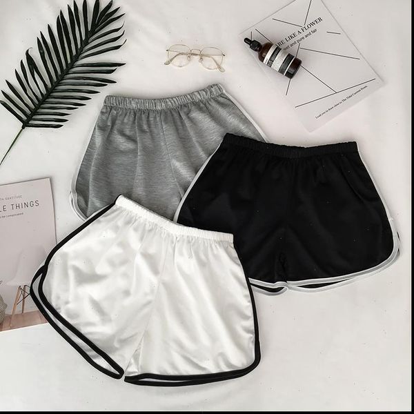 

2021 new simple womens clothing casual shorts patchwork summer shorts female elastic tight fitting slim beach egde short hot, White;black
