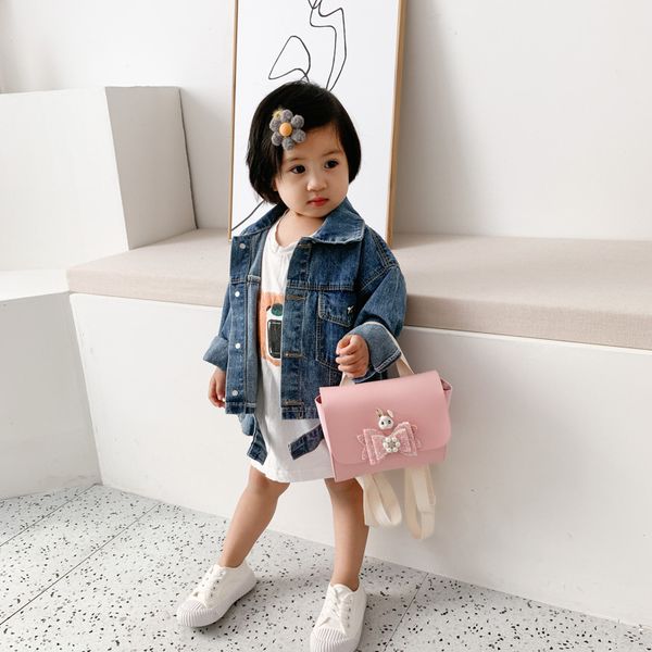 

kids school bag cute bow cartoon bear rabbit pu leather backpack kindergarten mini schoolbag children travel bags