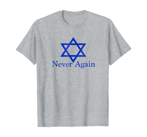 

never again jewish holocaust star of david t-shirt, White;black