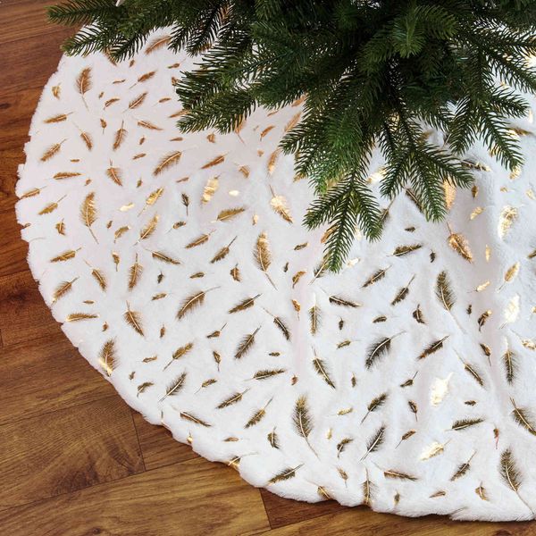 

new skirt white plush gilt feather tree apron tree skirt christmas decoration