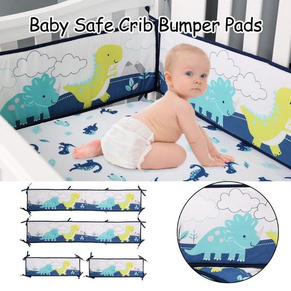 

bedding sets 4pcs lightweight elastic home bedroom baby care thread gluing anti-collision breathable cotton cartoon print crib bumper kids