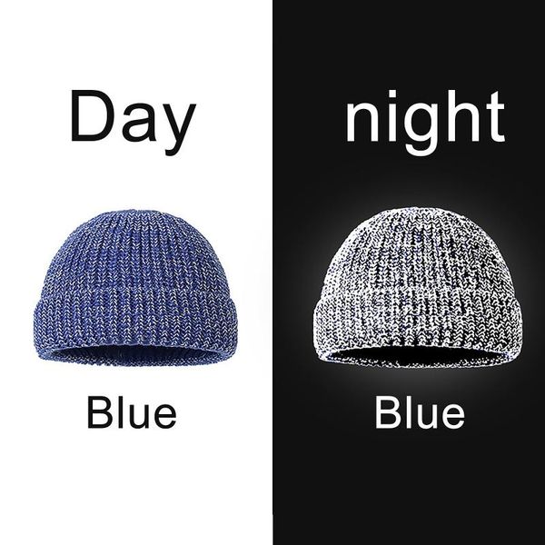 

ball caps reflective silk knitted men women's cap fashion trend melon leather hat personality wild flanging wool chapeau femme, Blue;gray