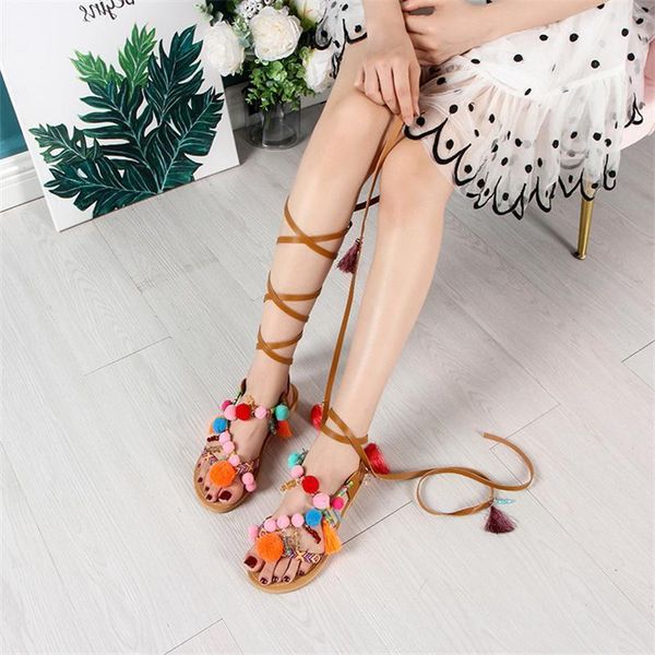 

color fur tassel strap flat sandals style toe sandals women 2021, Black