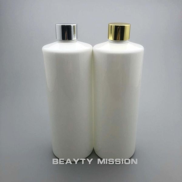 

storage bottles & jars 500ml white 12 pcs/lot pet plastic empty cosmetic container electrified aluminum screw cap perfume package