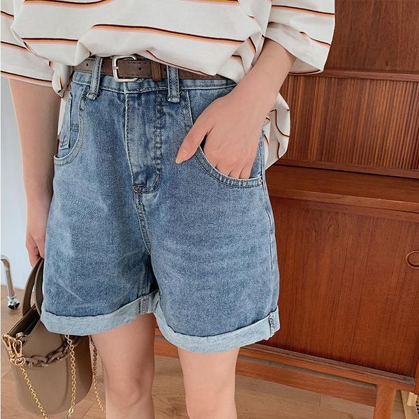 

women's shorts fashion tight-fitting high-waist denim plus size slim five-point washed female summer, White;black