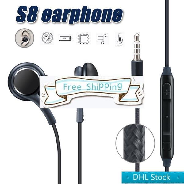 

dhl for samsung galaxy s8 s8 plus in ear wired headset stereo sound earbuds volume control for s6 s7 note 8 earphone