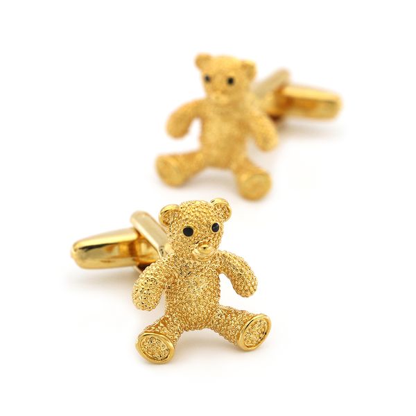

men's teddy bear cuff link copper material golden color, Silver