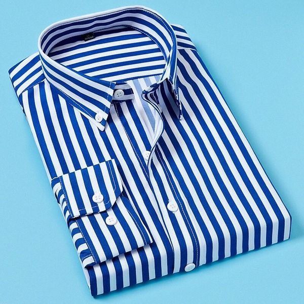 

men's shirt striped collar button down collar office / career causal long sleeve business basic casual daily blue white black / work s