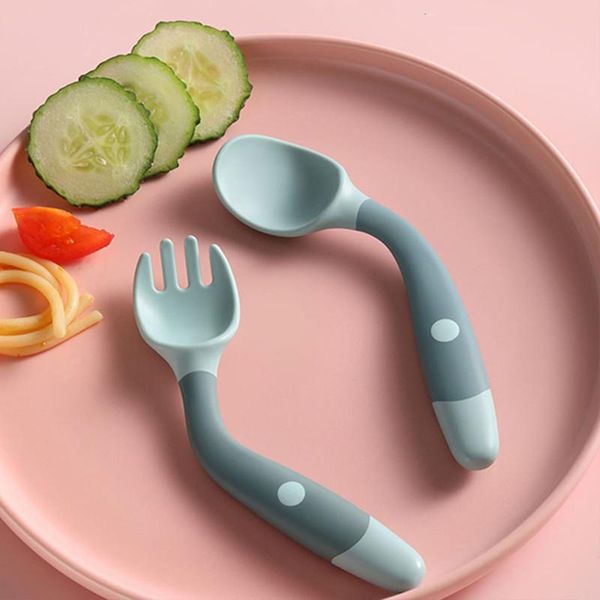 

cups, dishes & utensils silicone spoon for baby set auxiliary food toddler learn to eat training bendable soft fork infant children tablewar