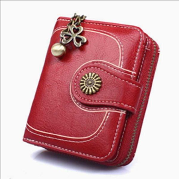 

wallets 2021 fashion oil wax leather zero wallet short coin bag women's hand card cross border wholesale, Red;black