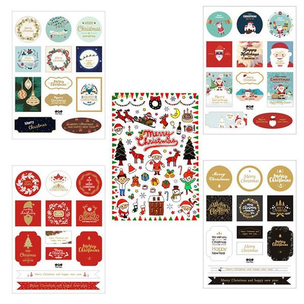 

merry christmas santa claus deer decorative round self-adhesive sealing stickers gift stationery sticker