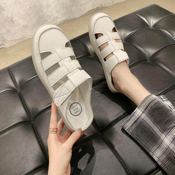 

slippers female shoes multicolored sandals women summer fretwork heels luxury slides cover toe 2021 rubber designer flat pu basi, Black