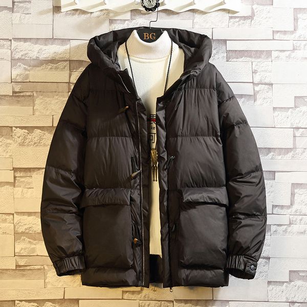 

New 2021 Winter Jacket for Fashion Warm Male Parkas with Hat Men's Down Coat Oversize Men Clothing JJGV, Black