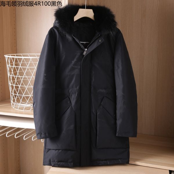 

high end down et men's winter thickened warm fashion pattern 4r100, Black