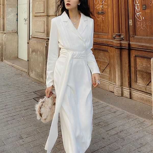 

casual dresses white elegant dress women autumn designer midi female office lady bandage korean one-piece fall 2021 clothing, Black;gray