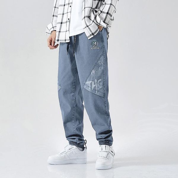 

men's pants cargo men 2021 spring blue plus size joggers casual haren trousers street wear sports for, Black