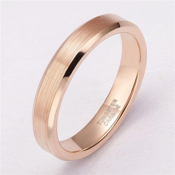 

wedding rings tigrade 4mm rose gold color tungsten carbide ring brushed band women engagement for male female quality jewelry, Slivery;golden