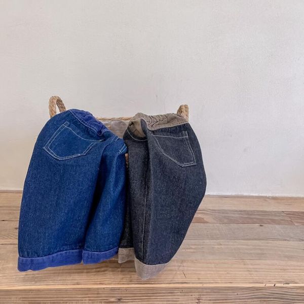 

jeans 2021 style girls boys denim long pants autumn fashion kids flare, Blue