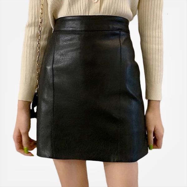 

black leather pu womens skirts high waist shorts pencil a line spring