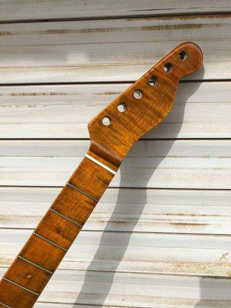 

flame maple guitar neck 21 fret 25.5inch fingerboard dot inlay diy part