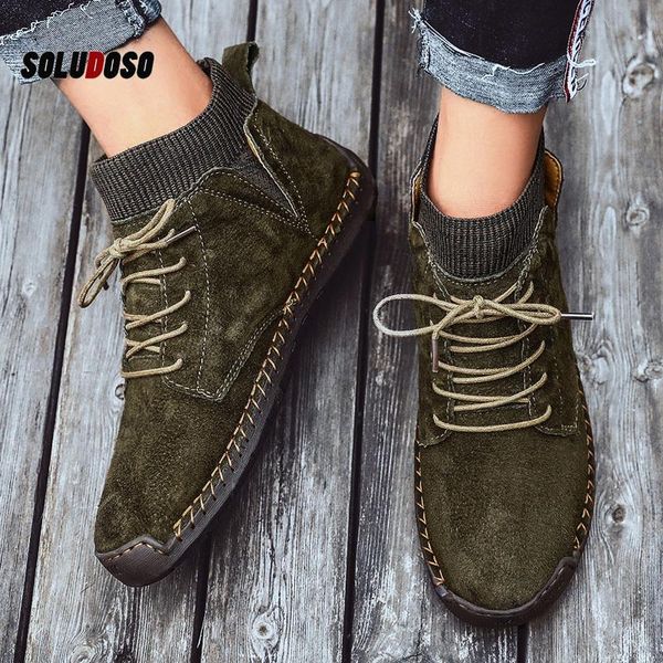 

boots brand men snow winter plush warm motorcycle lace-up non-slip male ankle waterproof autumn man work shoes, Black
