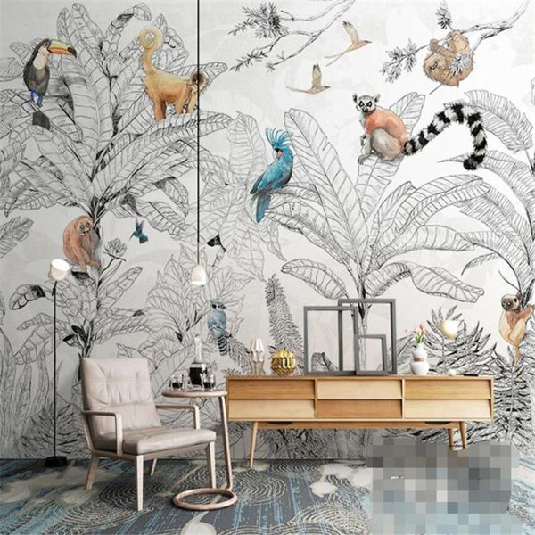 

wallpapers custom 3d wallpaper mural tropical rainforest animals and plants living room background wall decoration