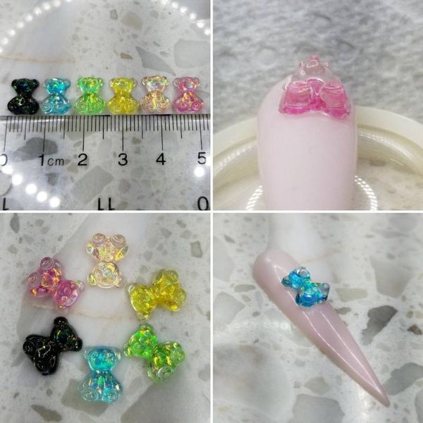 

nail glitter charms miniature gummy bears - 10mm length | kawaii art big 50pcs resin, Silver;gold